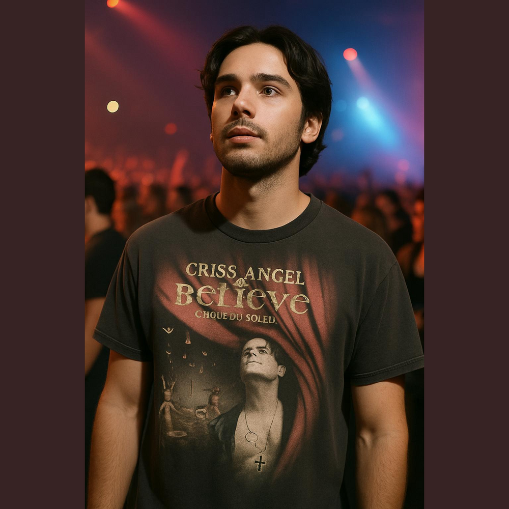 Criss Angel Believe Short Sleeve Graphic Tee - Black with Red Accents